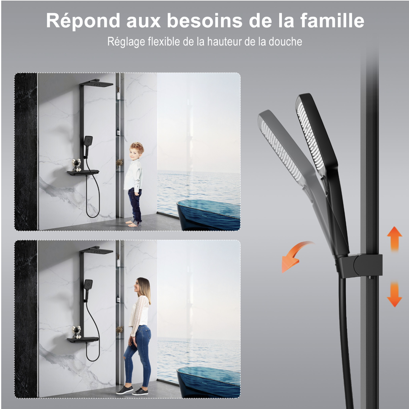 Colonne de Douche Thermostatique 40°C Noir miniature 4