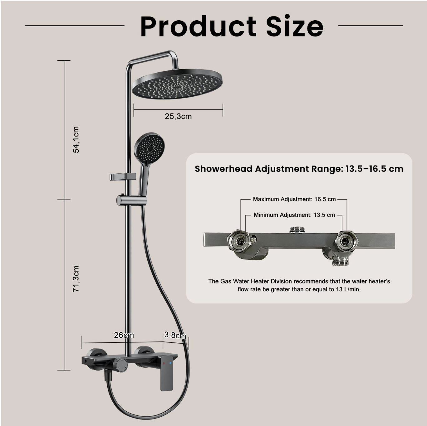 Ensemble de douche 253mm avec pommeau de pluie haute pression miniature 3
