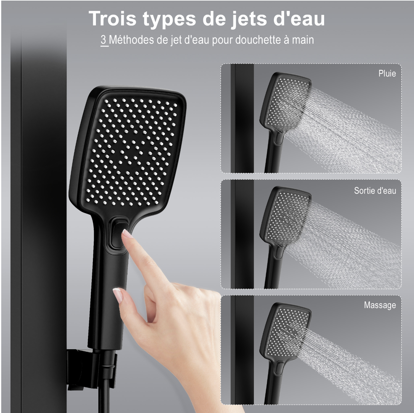 Colonne de Douche Thermostatique 40°C Noir miniature 3