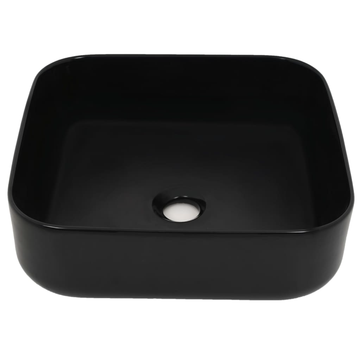 vidaXL Lavabo carré Céramique Noir 38 x 38 x 13,5 cm miniature 4