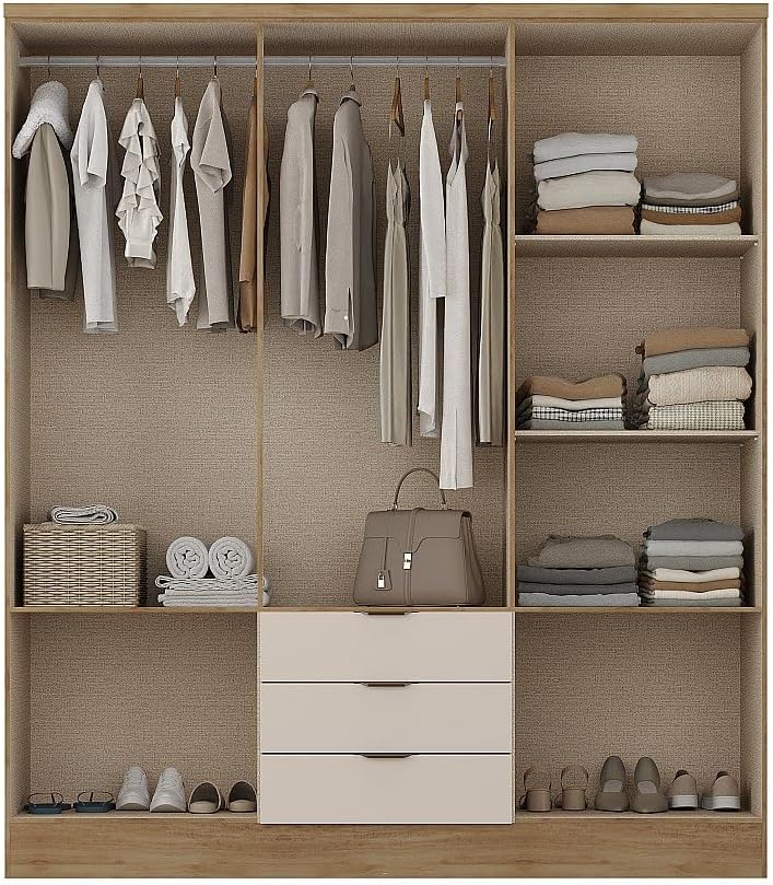 Deine Tante Emma Forte Narago 270 Armoire à Portes coulissantes avec Portes pivotantes Blanc combiné avec décor en Bois chêne Sonoma 270,3 cm de Large x 210,5 cm de Haut x 61,2 cm de Profondeur miniature 6