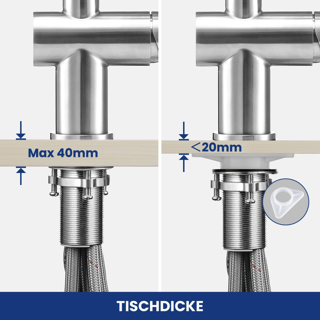 Mitigeur Cuisine avec Douchette Extractible, Robinet en Acier Inoxydable Brossé, Robinet Cuisine d'Évier 2 Modes de Sortie D'eau, EU modèle miniature 5