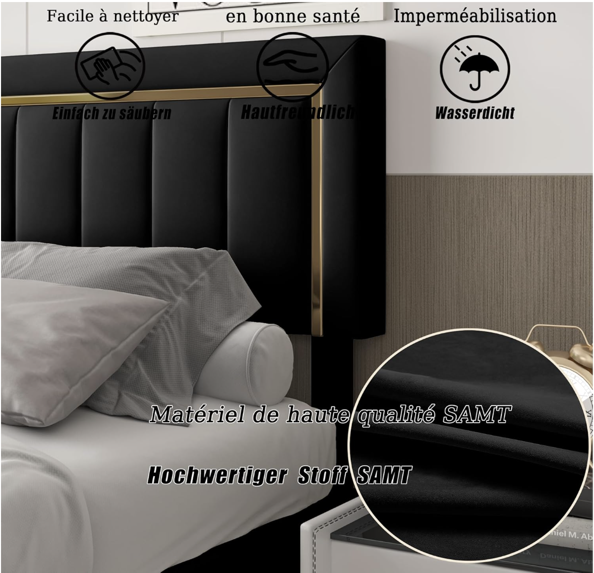 Mutuolux Lit Coffre 140x200 de Rangement avec Tête de Lit Matelassée miniature 3