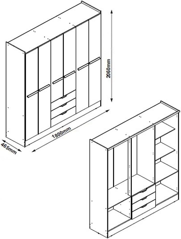Deine Tante Emma Forte Narago 270 Armoire à Portes coulissantes avec Portes pivotantes Blanc combiné avec décor en Bois chêne Sonoma 270,3 cm de Large x 210,5 cm de Haut x 61,2 cm de Profondeur miniature 4