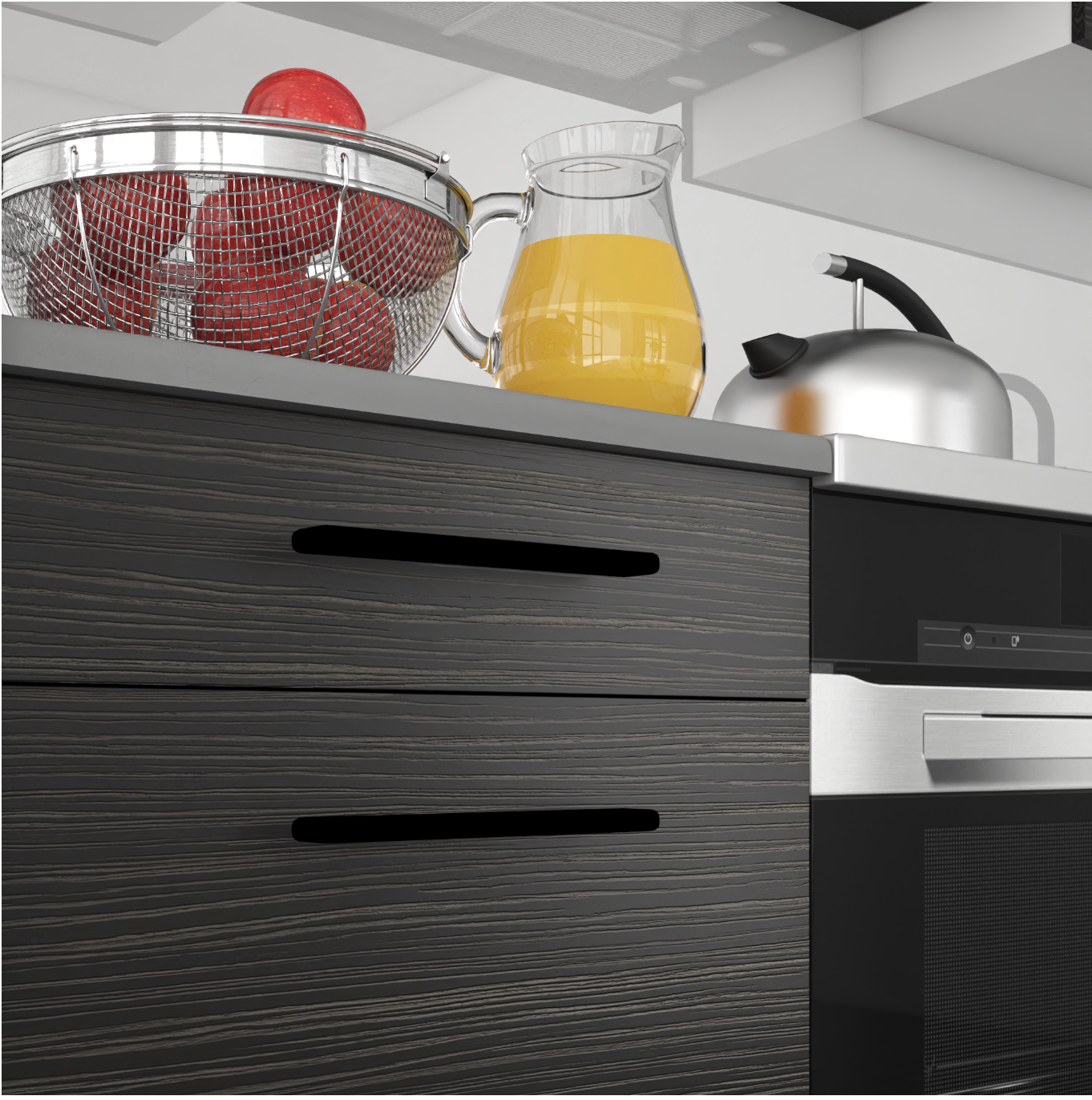 Cuisine Equipee Complete ITALIA 7 - 420 cm. Cuisine en L avec Plan de Travail, Blanc Mat/Ébène miniature 3