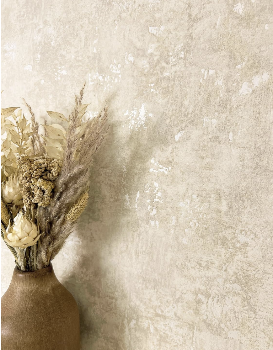 apier peint intissé beige béton chambre sans raccord | ton sable chaud, mouchetures claires, aspect ciment mat, esprit industriel bohème — photo 1