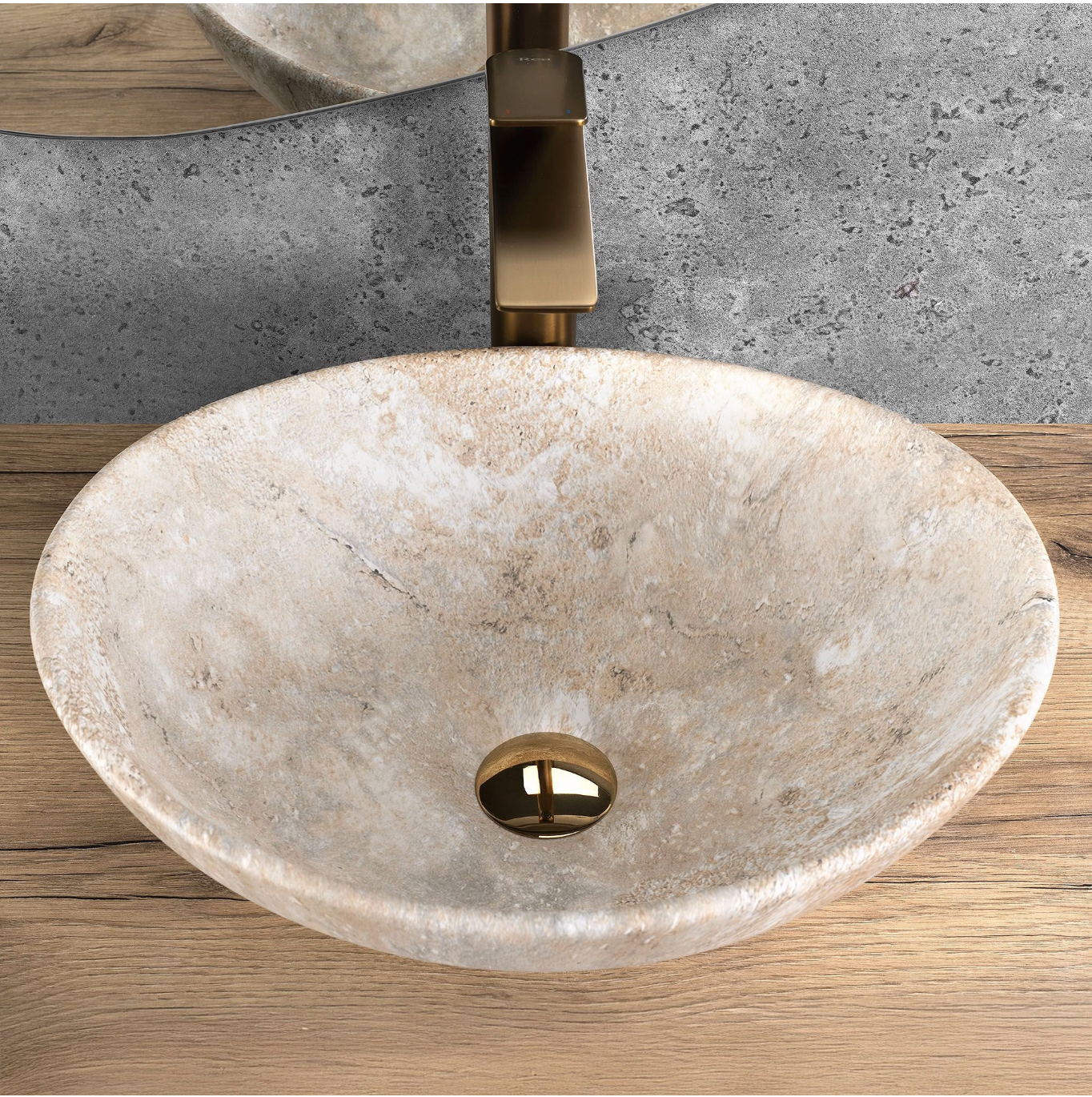 VASQUE À POSER REA SOFIA SAVANA OVAL BEIGE 41X34,5X11CM miniature 2