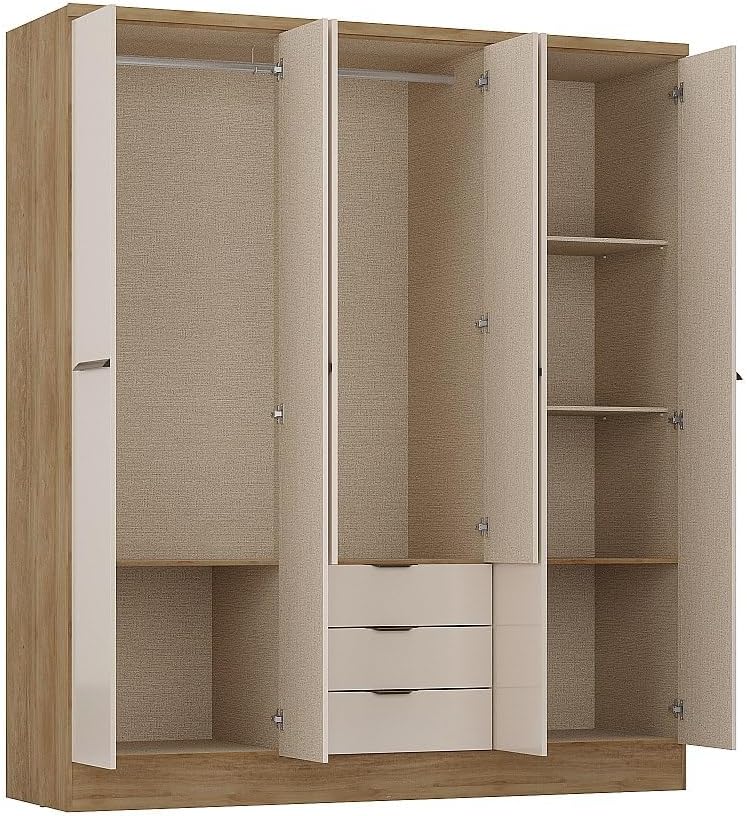 Deine Tante Emma Forte Narago 270 Armoire à Portes coulissantes avec Portes pivotantes Blanc combiné avec décor en Bois chêne Sonoma 270,3 cm de Large x 210,5 cm de Haut x 61,2 cm de Profondeur miniature 5