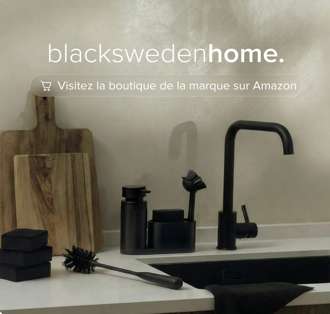 Black Sweden Home Salle de Bain Accessoire Noir Mat - Distributeur Savon, Gobelets, Brosse WC - Céramique Haut de Gamme, Revêtement Caoutchouc miniature 5