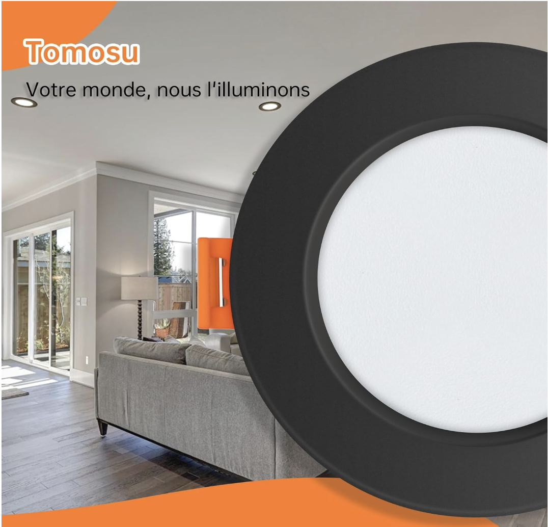 Lot de 20 Spot LED Encastrable Noir, 5W, Blanc Neutre 4000K, IP44 | 220-240V, 450LM, Trou 75mm-85mm, Diamètre 98mm, Spot LED Encastrable Extra Plat miniature 5